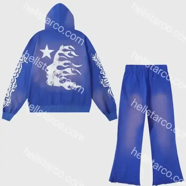 Blue Hellstar Studios Records Yoga Tracksuit Blue Hellstar Studios Records Yoga Tracksuit from hellstarco.com