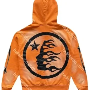 Hellstar Featuring Fire Orange Hoodie from hellstarco.com