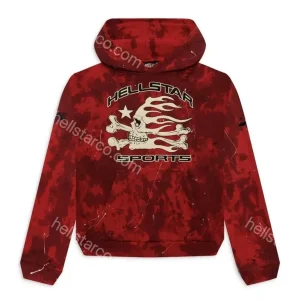 Hellstar Sports Red Tye-Dye Skull Hoodie from hellstarco.com