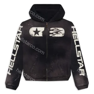 Hellstar Studios Zip Up Black Hoodie from hellstarco.com